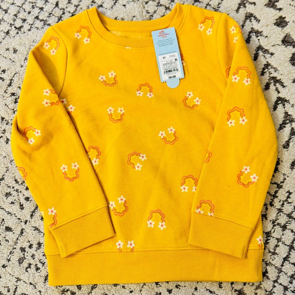 Carter's Yellow Kids Sweatshirt with Floral Design